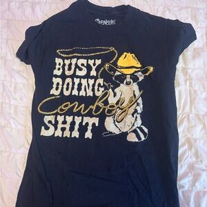 Spencer's Navy Tee with Cowboy Raccoon Graphic